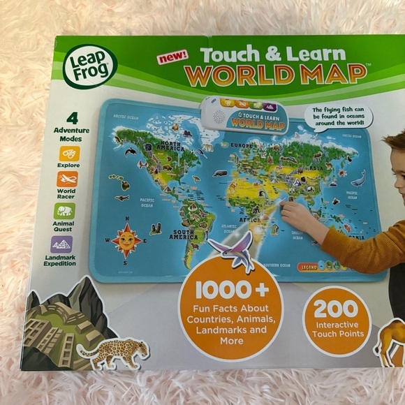 Leapfrog Touch & Learn World Map - Interactive Learning Toy NEW Talking Button - Picture 2 of 4